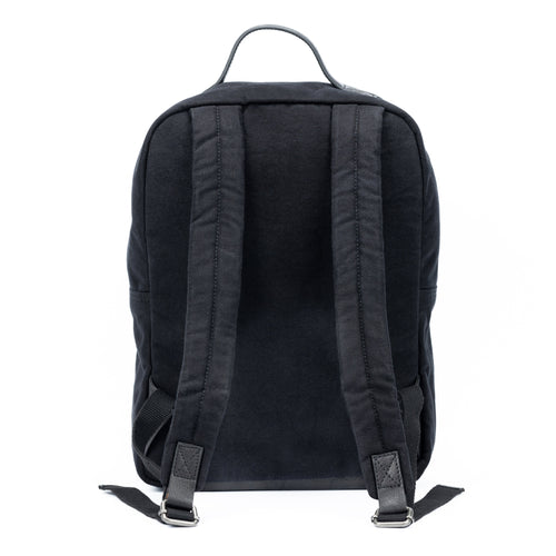Black Canvas and Full-Grain Leather Laptop Backpack