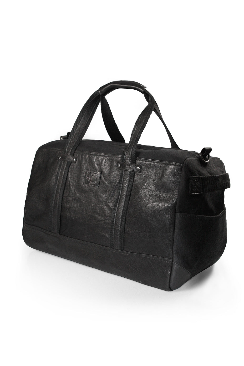 Black Canvas & Full-Grain Leather Duffle