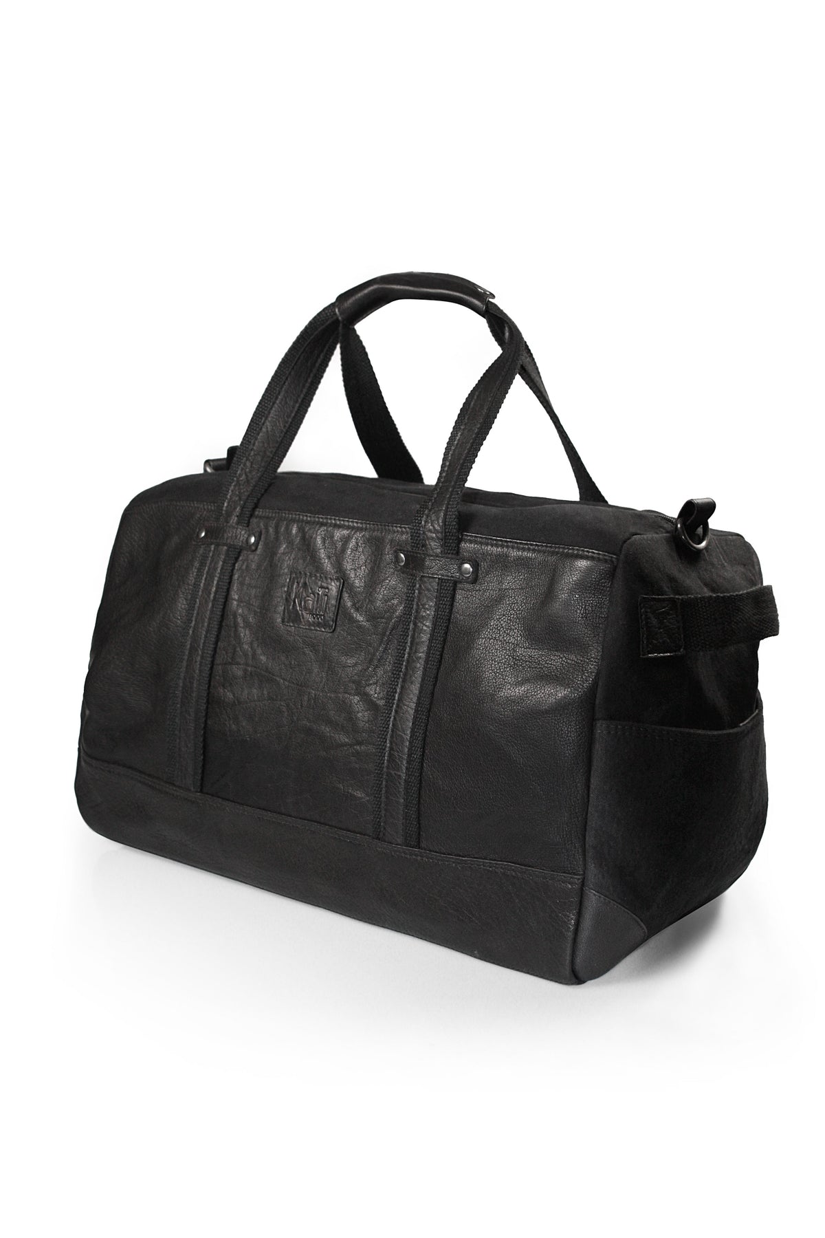 Black Canvas & Full-Grain Leather Duffle
