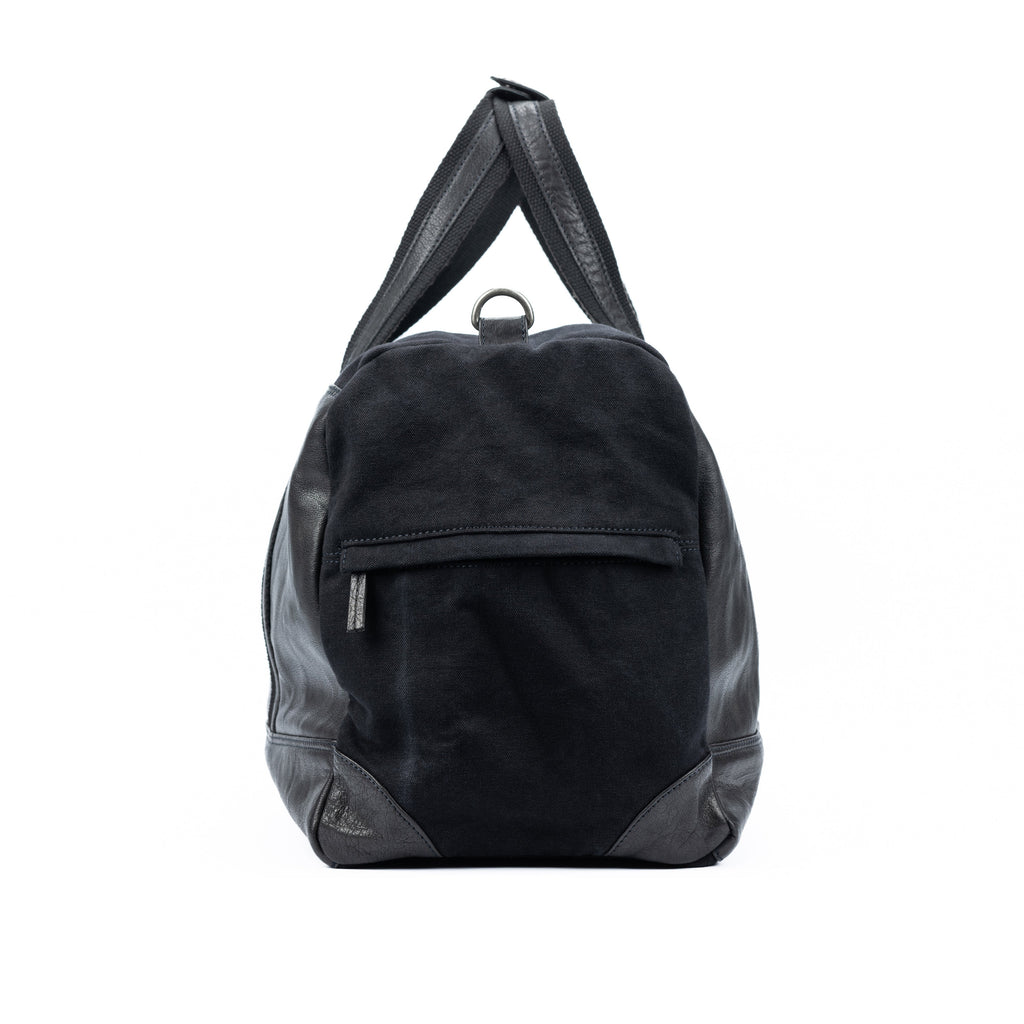 Black Canvas & Full-Grain Leather Duffle