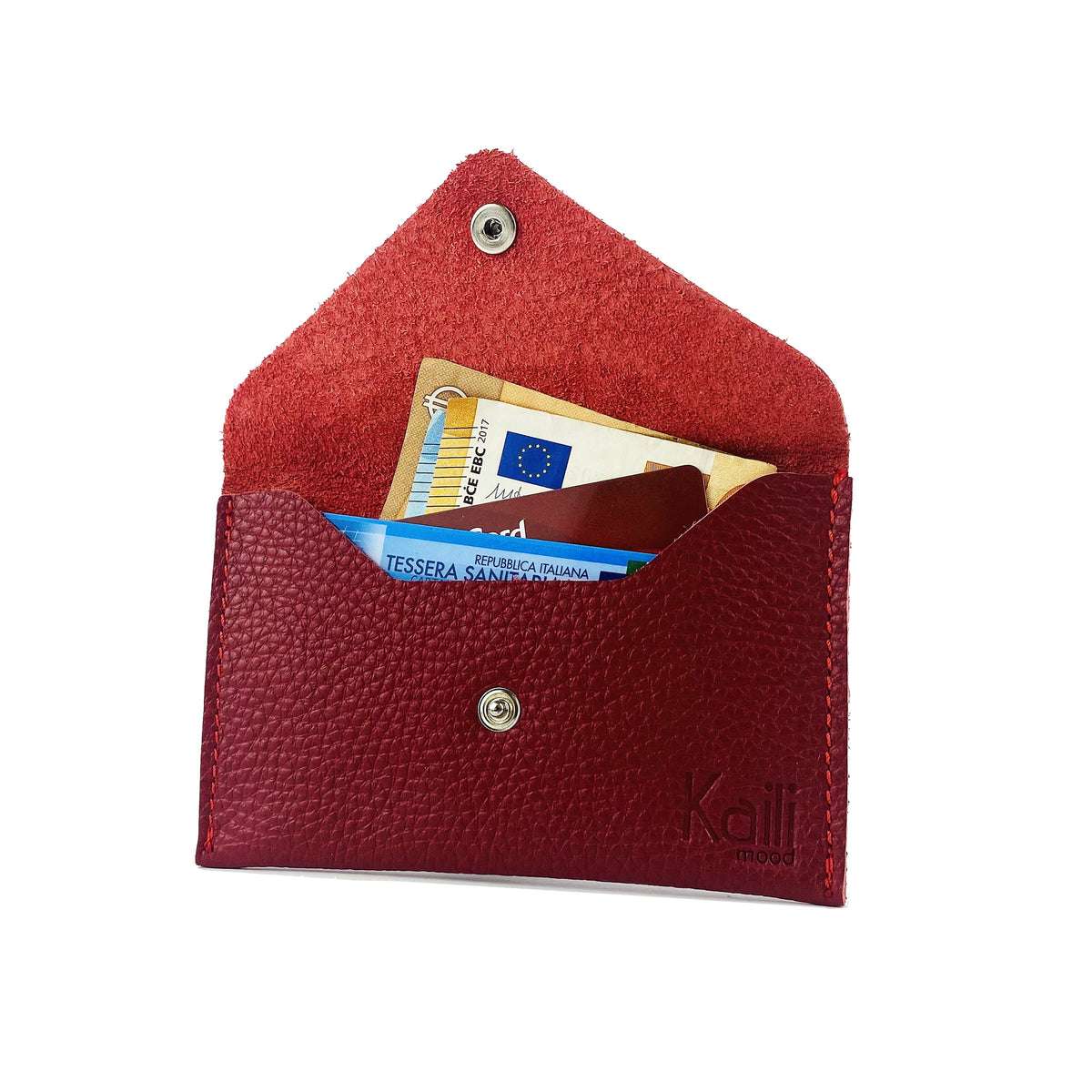 Italian Full-Grain Leather Card Pouch – Red