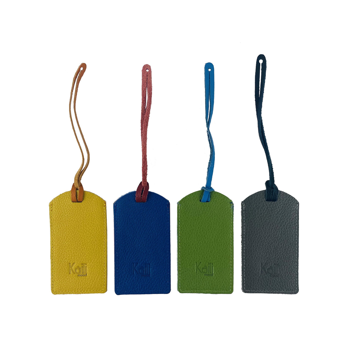 Two-Tone Italian Full-Grain Leather Luggage Tag – Orange and Yellow