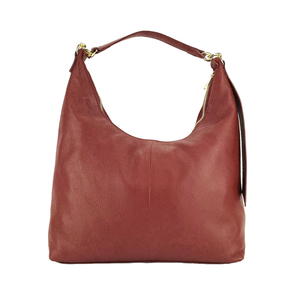 Women’s Italian Leather Shoulder Bag with Removable Strap – Ruby