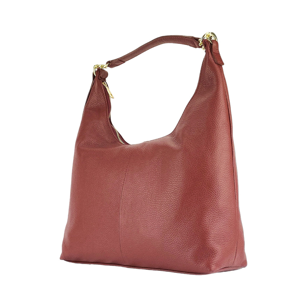 Women’s Italian Leather Shoulder Bag with Removable Strap – Ruby