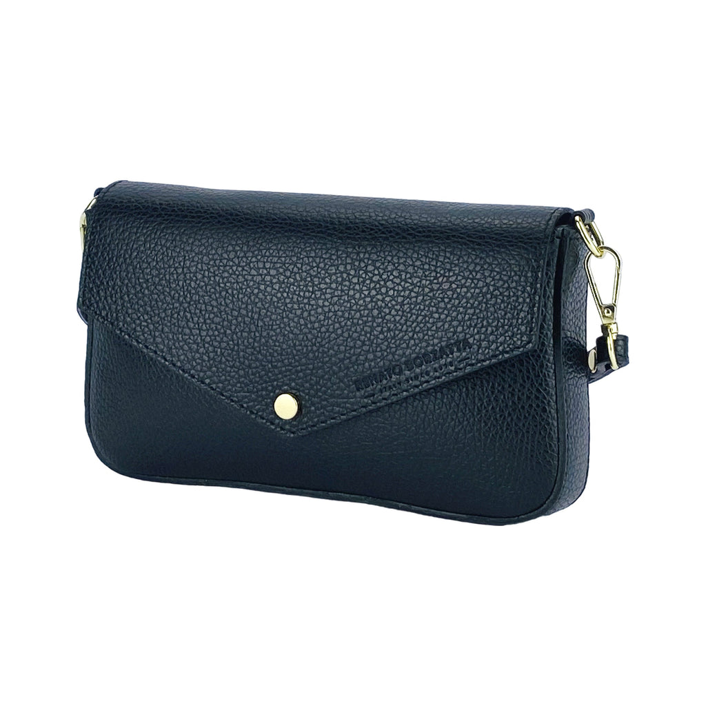 Small Italian Leather Chain Shoulder Bag – Black