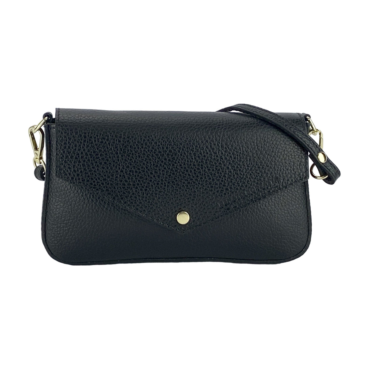 Small Italian Leather Chain Shoulder Bag – Black