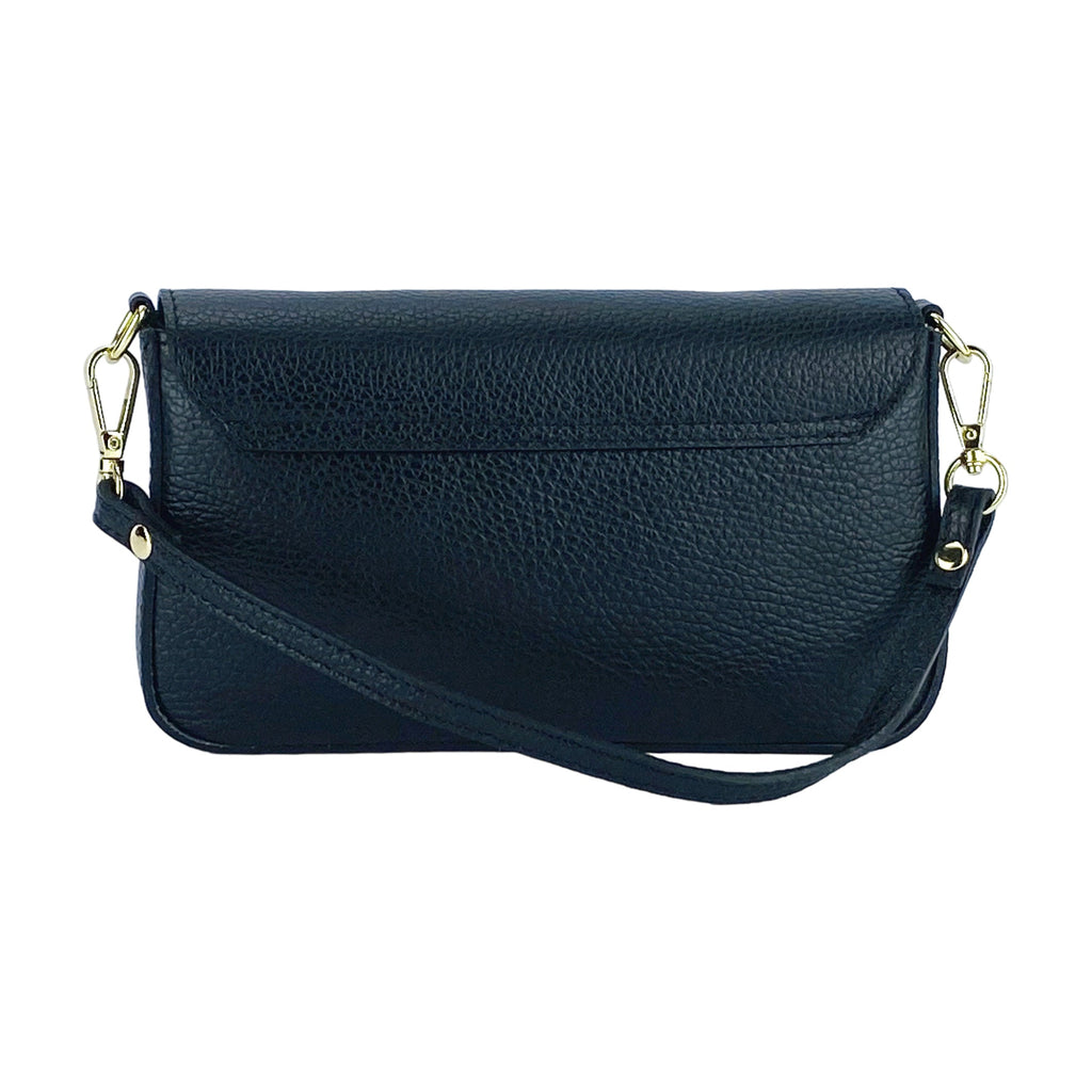 Small Italian Leather Chain Shoulder Bag – Black