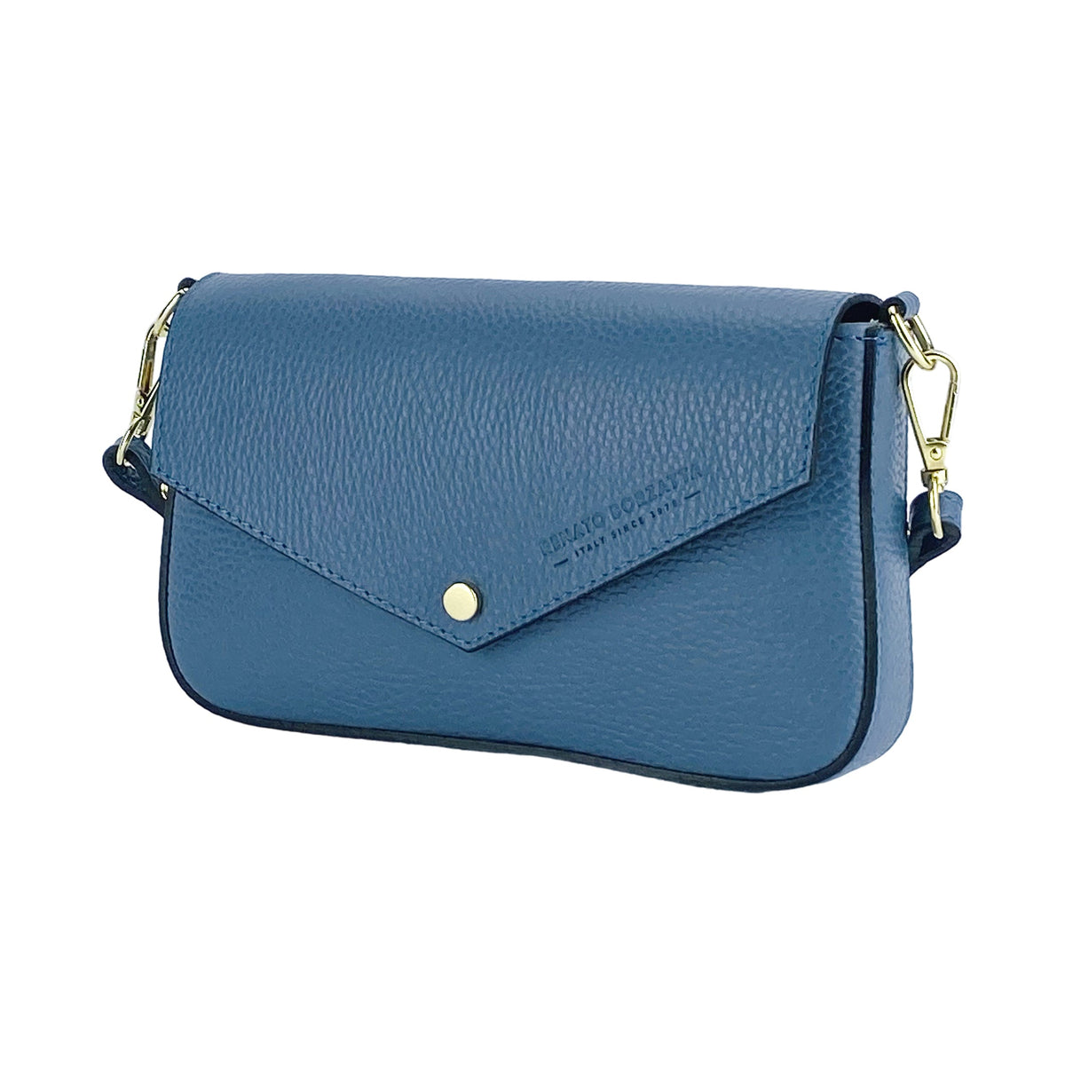 Small Italian Leather Chain Shoulder Bag – Avio Blue