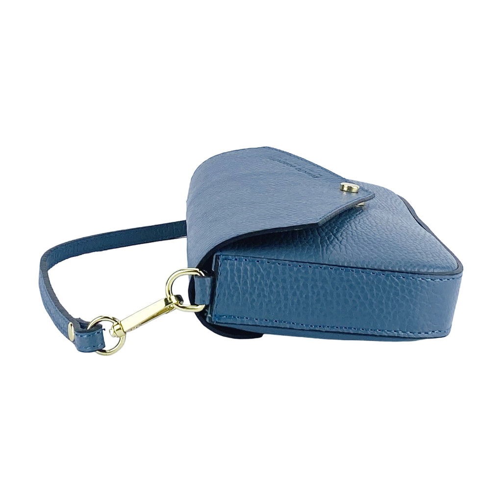 Small Italian Leather Chain Shoulder Bag – Avio Blue