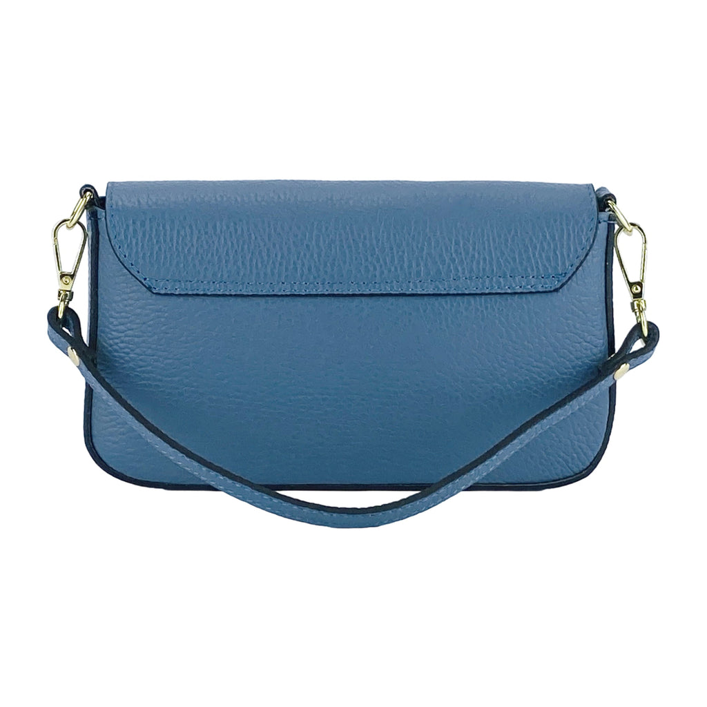 Small Italian Leather Chain Shoulder Bag – Avio Blue