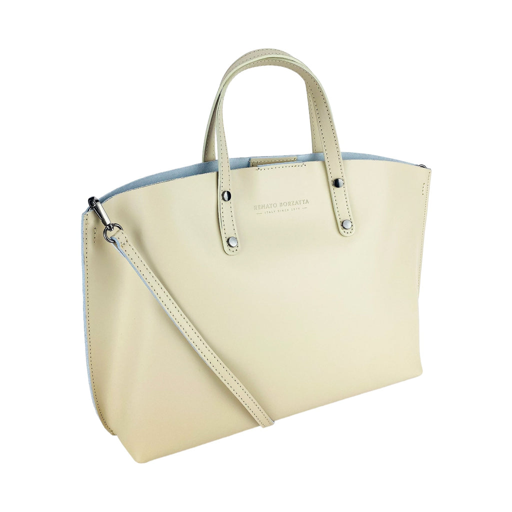 Beige Italian Leather Handbag