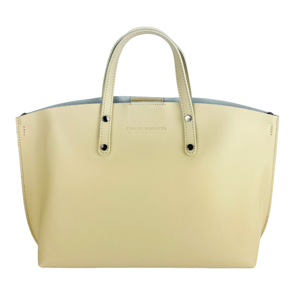 Beige Italian Leather Handbag