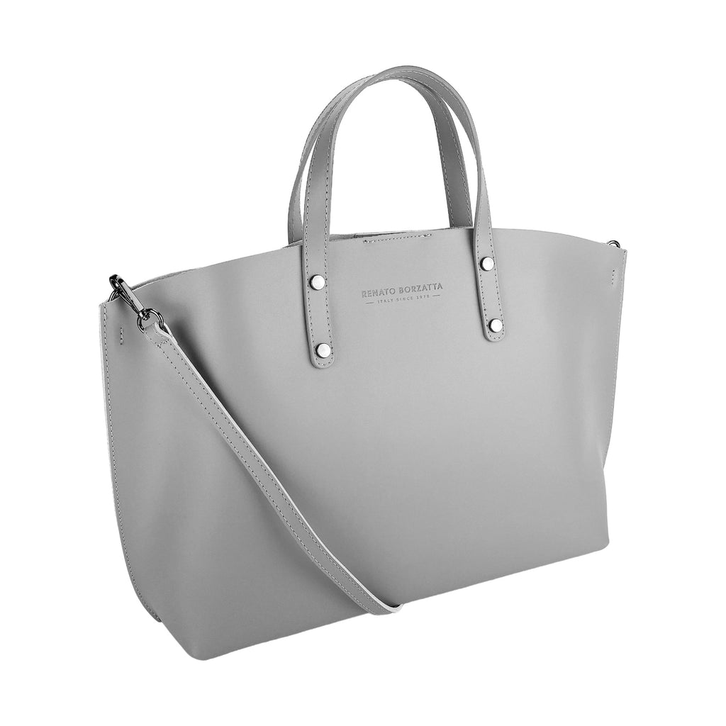 Gray Italian Leather Handbag