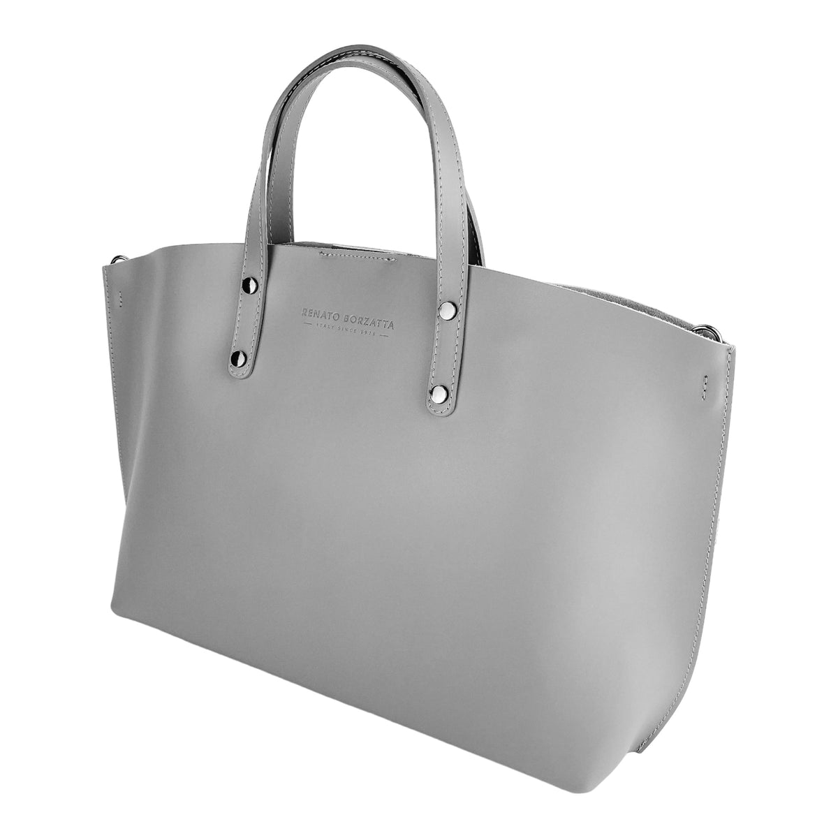 Gray Italian Leather Handbag