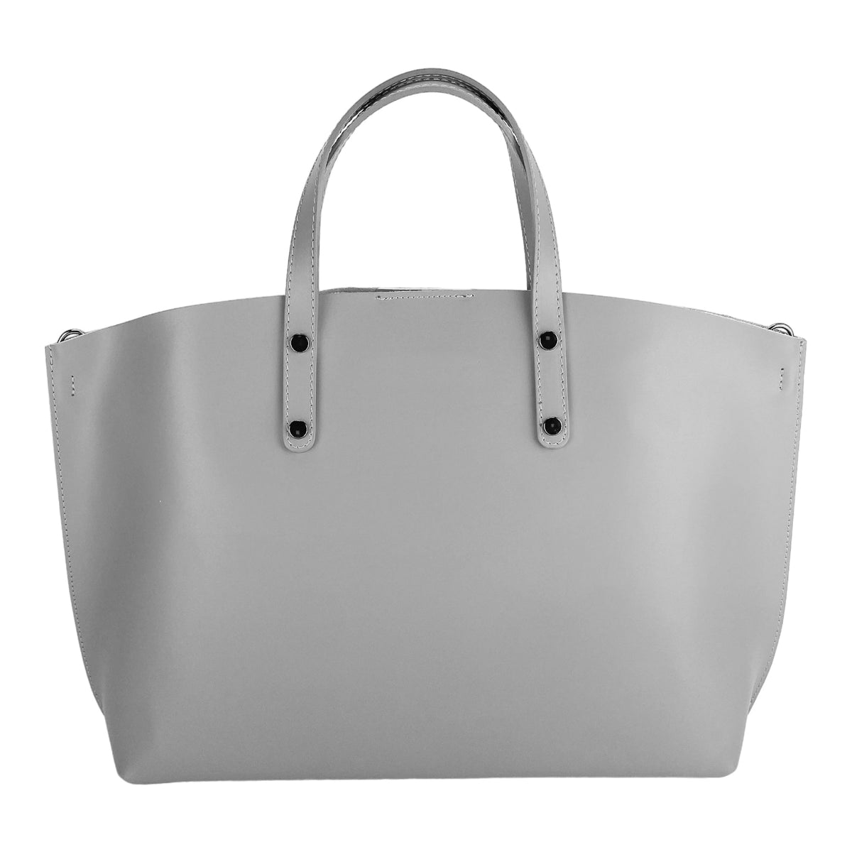 Gray Italian Leather Handbag