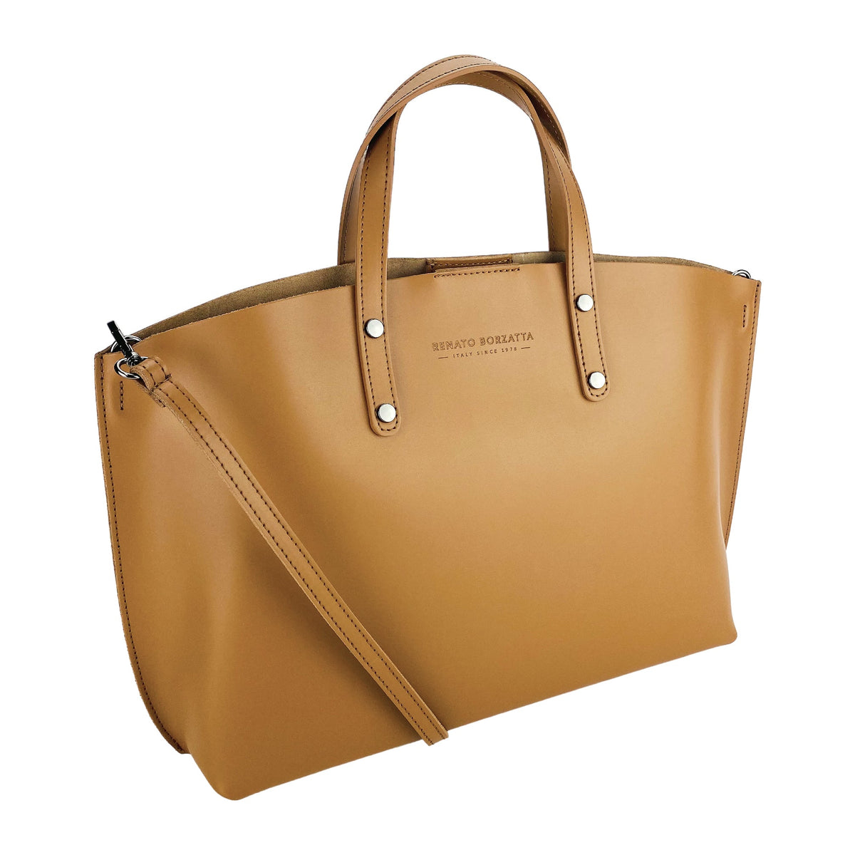 Cognac Italian Leather Handbag