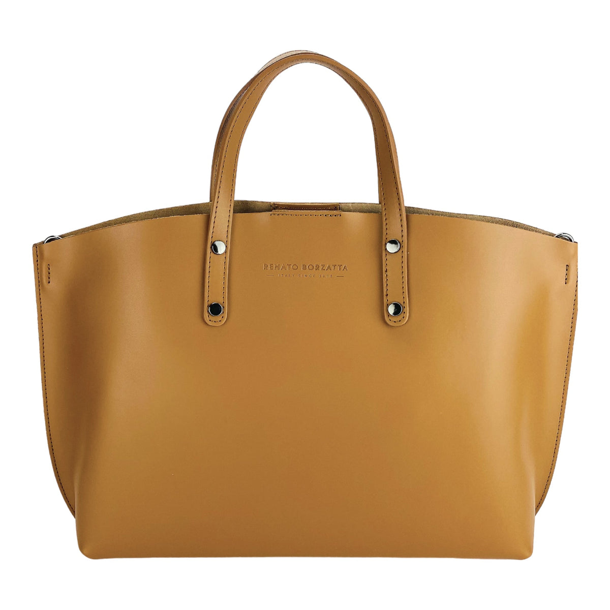 Cognac Italian Leather Handbag