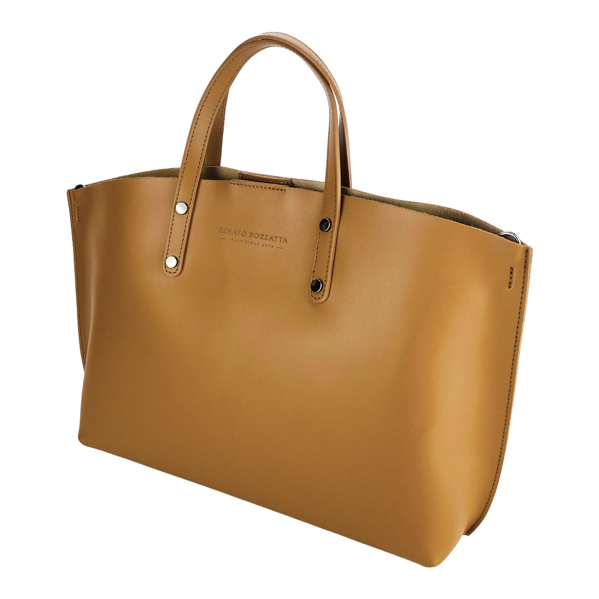 Cognac Italian Leather Handbag