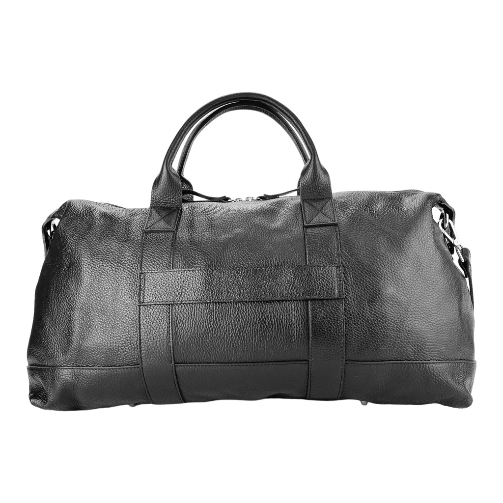 Italian Leather Travel Bag with Removable Shoulder Strap – Black