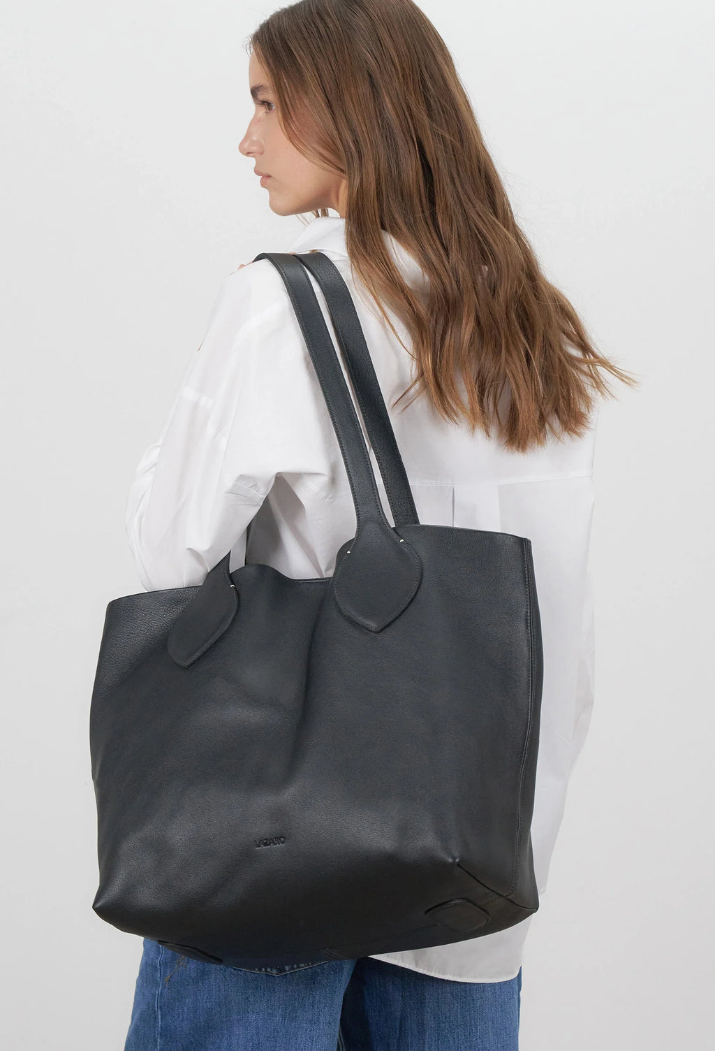 Tika Leather Tote Bag - Black-1